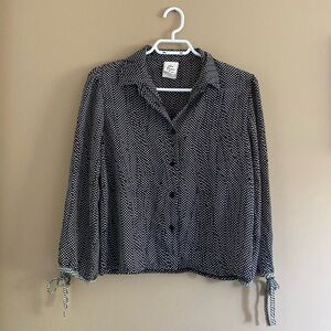 Un Deux Toi Polka Dot Blouse with Dainty Ribboned Cuffs